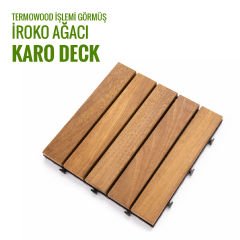 SUNSOE İroko Ağacı Balkon Bahçe Ahşap Yer Döşemesi Karo Deck 30x30 cm – 1 Adet (0,09m2)