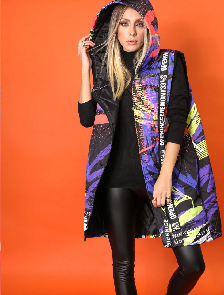 SİYAH PAİNT PUFFER YELEK S-M