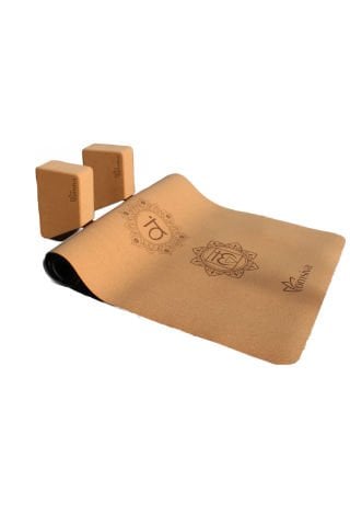 OmSiva Yoga  PROFESYONEL DOĞAL MANTAR MAT  / CORK YOGA MAT VE 2 ADET  MANTAR BLOK