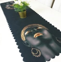 Black Face Dekoratif Runner Örtü 40x140cm