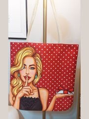 Popart Baskılı Kumaş Heybe Çanta