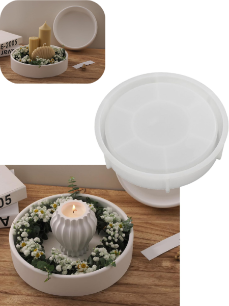 Epoksi Reçine Alçı 24 cm Derin Tepsi Sunumluk Silikon Kalıbı