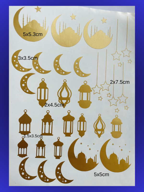 Ramazan Kandil Ay Cami Kesim Folyo Sticker A4 Boyutundadır