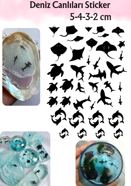 Epoksi Deniz Canlıları Sticker Folyo A4 Boyutunda