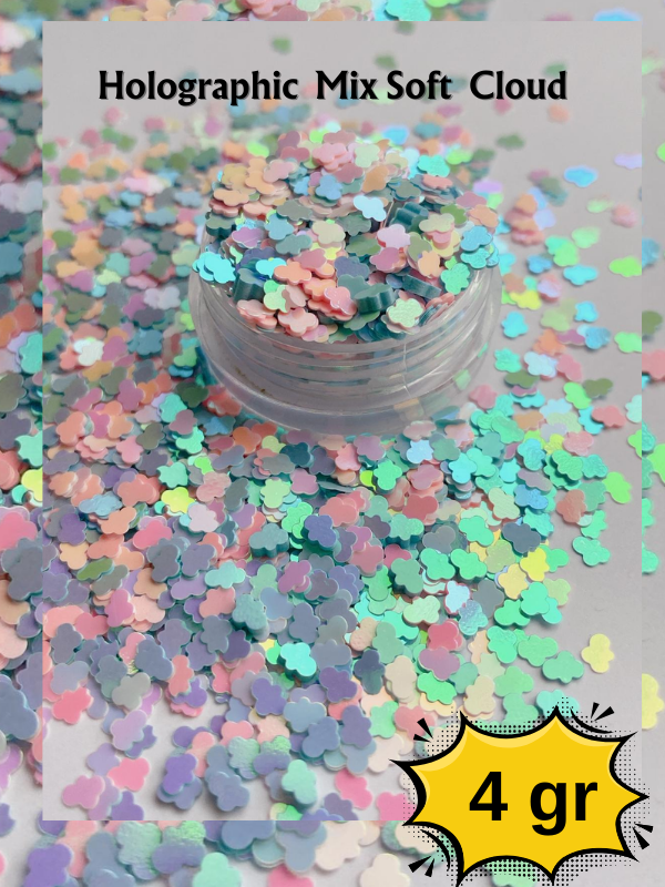 Hologramlı Soft Blue Pastel 3 mm Bulut Glitters 4 gr