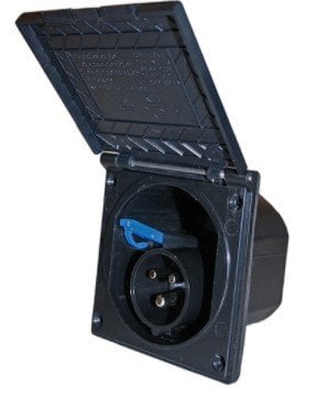 Karavan Elektrik Giriş Prizi - Siyah Renkli / Kapaklı (16 Amper)