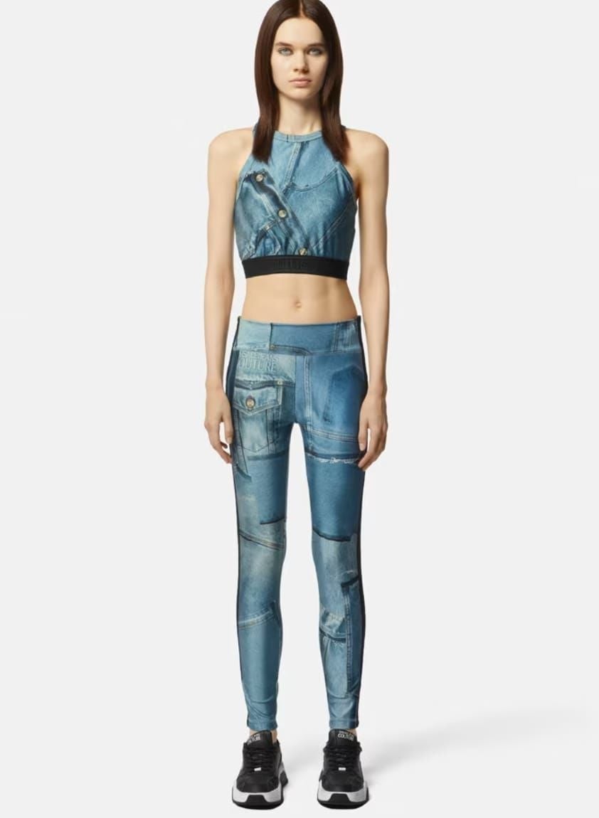 Patchwork Denim Crop Top