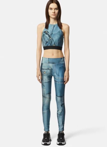 Patchwork Denim Crop Top