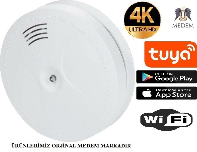 Medem md-15 4K Wifi Gizli Kamera Gizli Bebek Bakıcı Kamera 1080p DUMAN DEDEKTÖR Cam Uzaktan İzleme Güvenlik Kamerası MEDEM