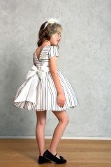 White Color Striped Dress