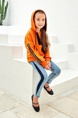 Casual Collection Jeans with Hoodie Orange Color