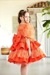 Summer Fluffy Dress For Girls Orange Color