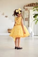 Chiffon Summer Sleeveless Dress Yellow Color