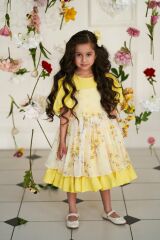 Floral Print Summer Dress Yellow Color