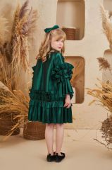 Straight Baby Dress With Hair Accessory Green Color