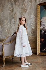 Lace Dress With Hair Accessory Off White Color
