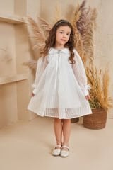 Light Party Dress With Hair Accessory White  Color