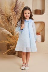 Light Party Dress With Hair Accessory Blue Color