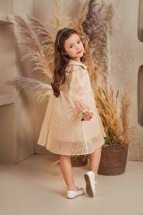 Light Party Dress With Hair Accessory Beige Color