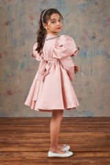 Satin Party Dress With Hair Accessory Light Pink Color