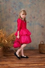 Exclusive Satin Party Dress Dark Pink Color