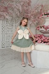 Party Lace Dress with Hair Accessory Light Green Color