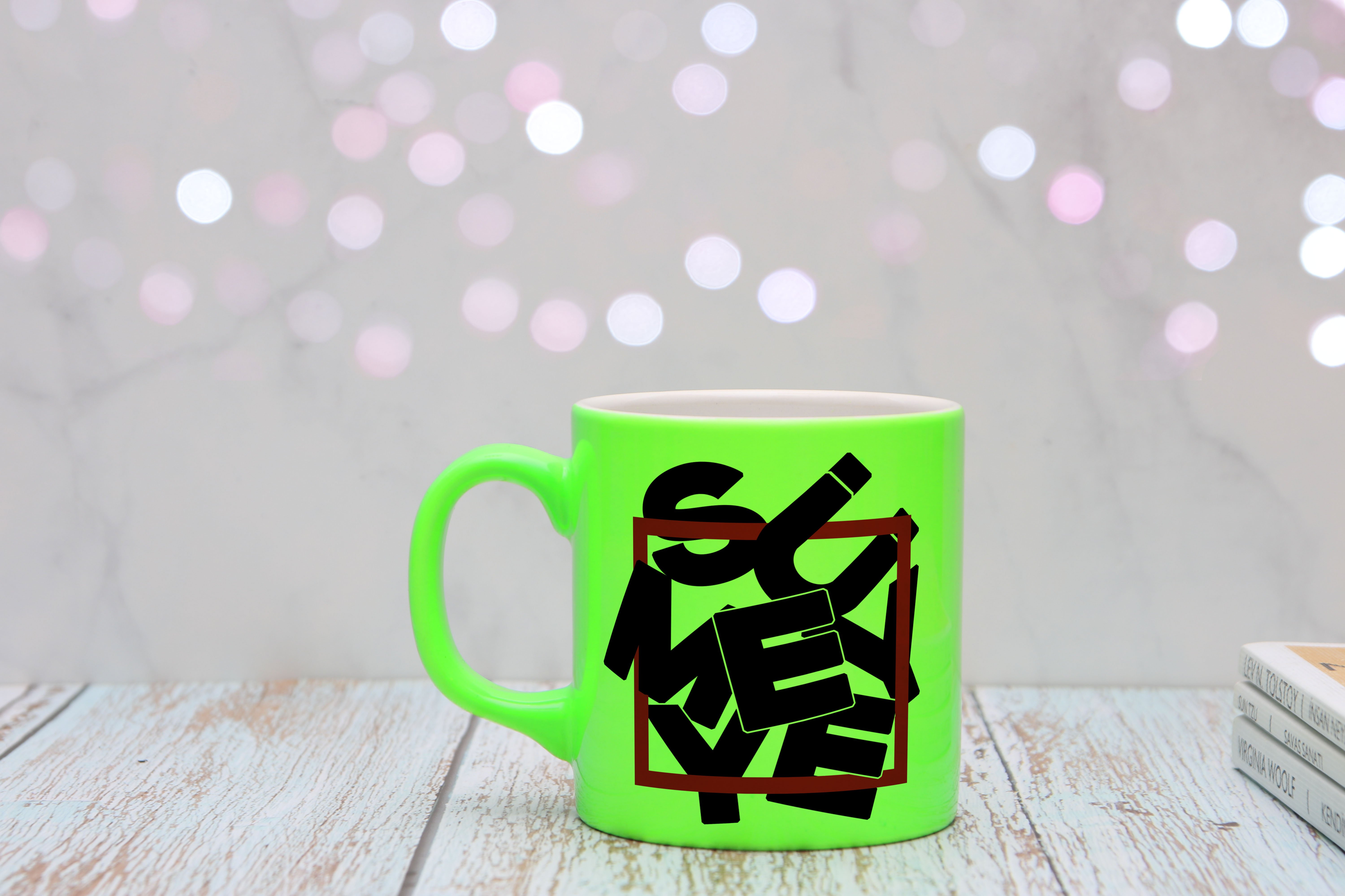 KİŞİYE ÖZEL KARE TASARIMLI KUPA Neon Yeşil