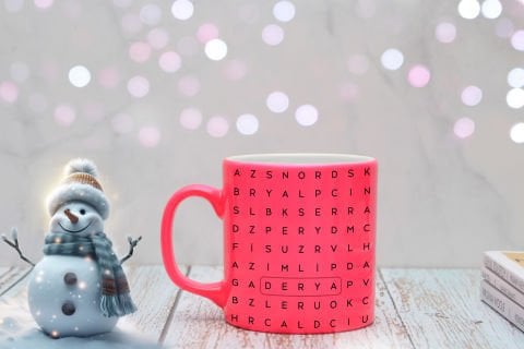 KİŞİYE ÖZEL BULMACA KUPA NEON PEMBE