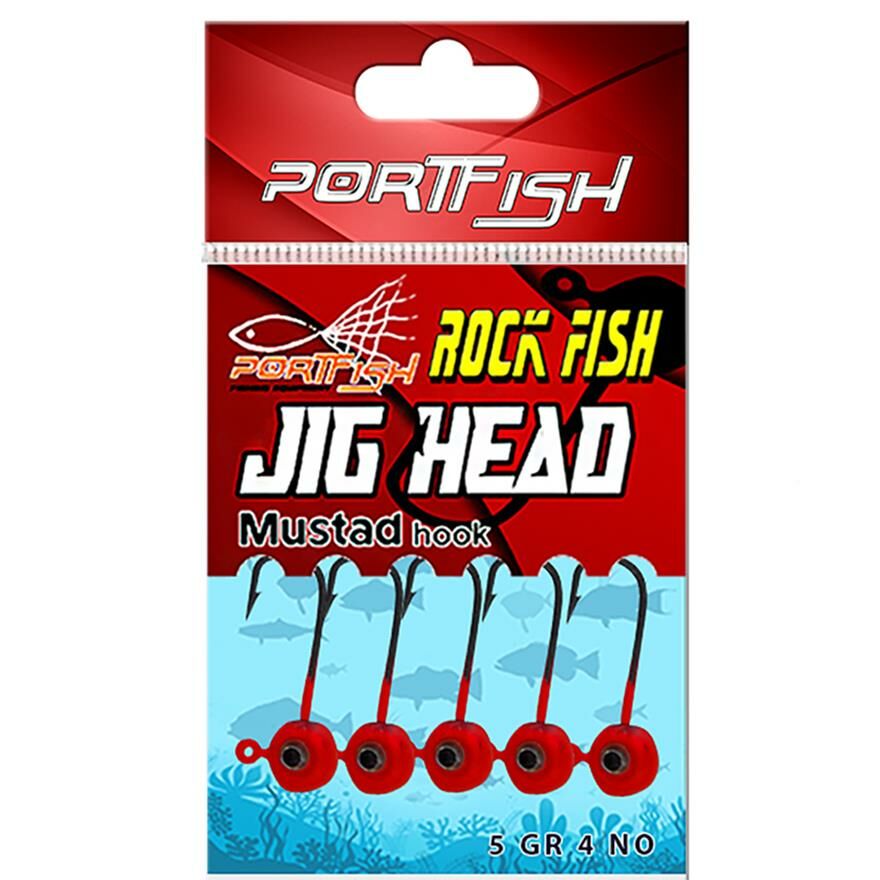 Portfish Jig Head Kırmızı 5li Paket