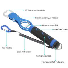 Oskar 18Kg Tartılı Alüminyum Balık Tutucu Gripper Yaylı Karabinalı - Kırmızı