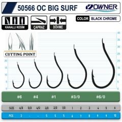 Owner 50566 Cut Big Surf Gun Black İğne