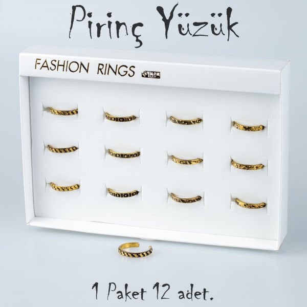 Pirinç Yüzük-Paket 12 Adet