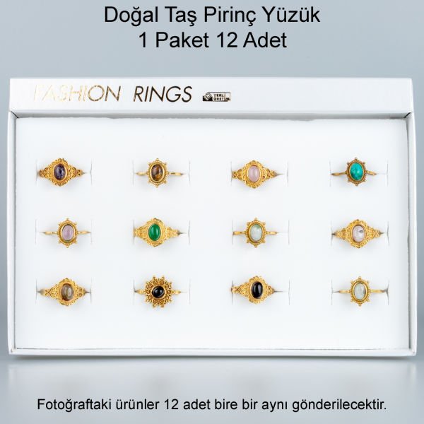 Doğal Taş Pirinç Yüzük-Paket