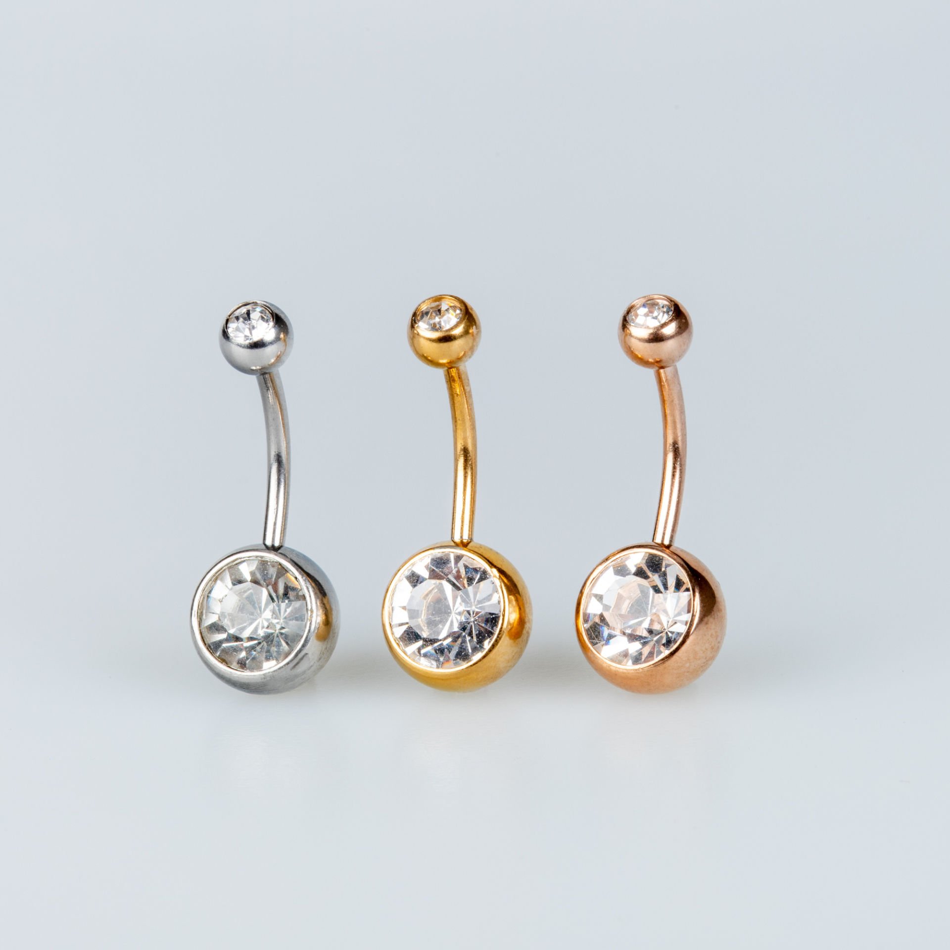 Piercing Göbek Bar 12mm Taşlı top 10mm