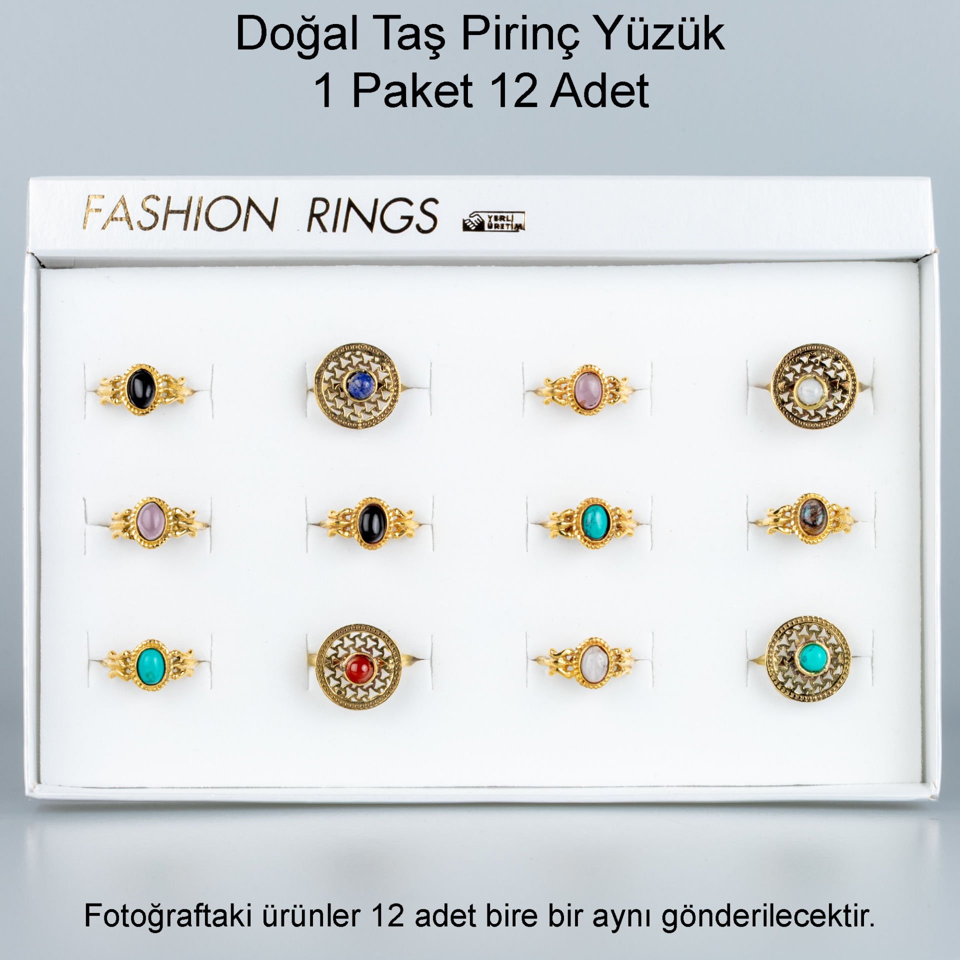 Natural Stone Brass Ring-Package