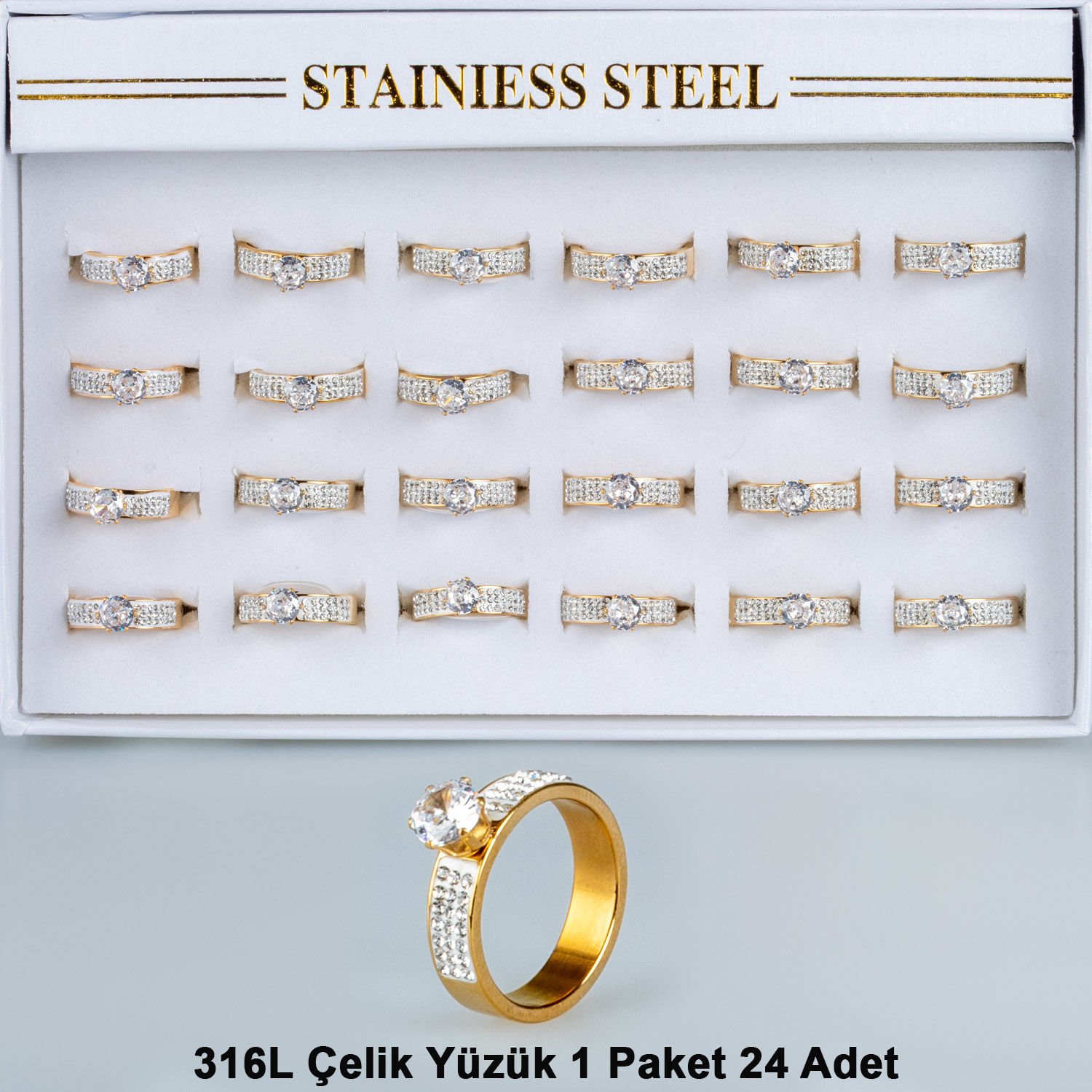 Çelik Yüzük Paket 24 Adet