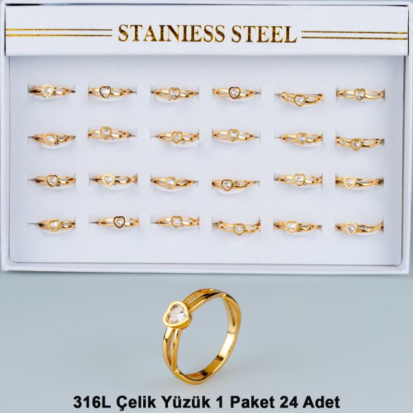 Steel Ring Heart Pack of 24 Pieces