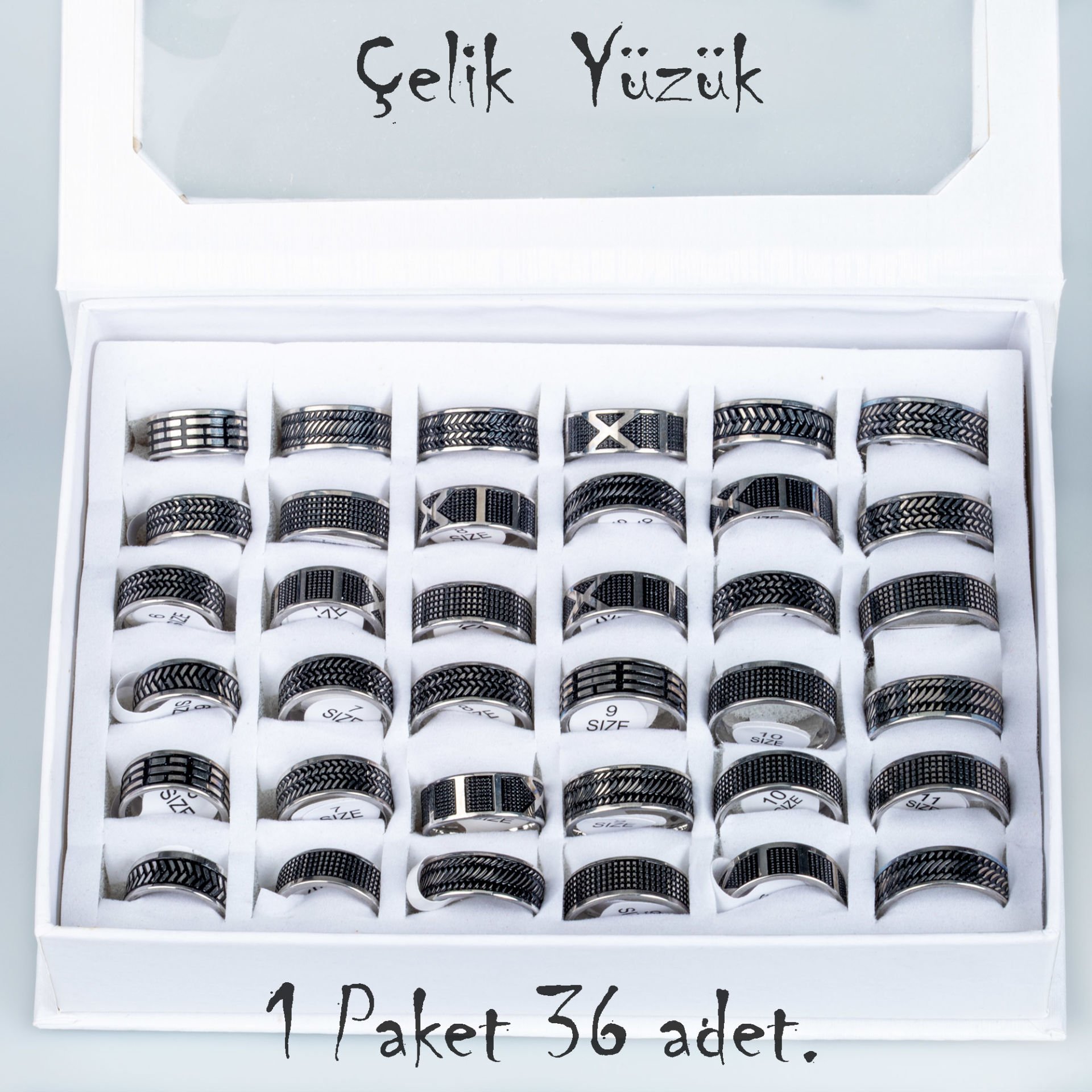 Çelik Yüzük Paket 36 Adet