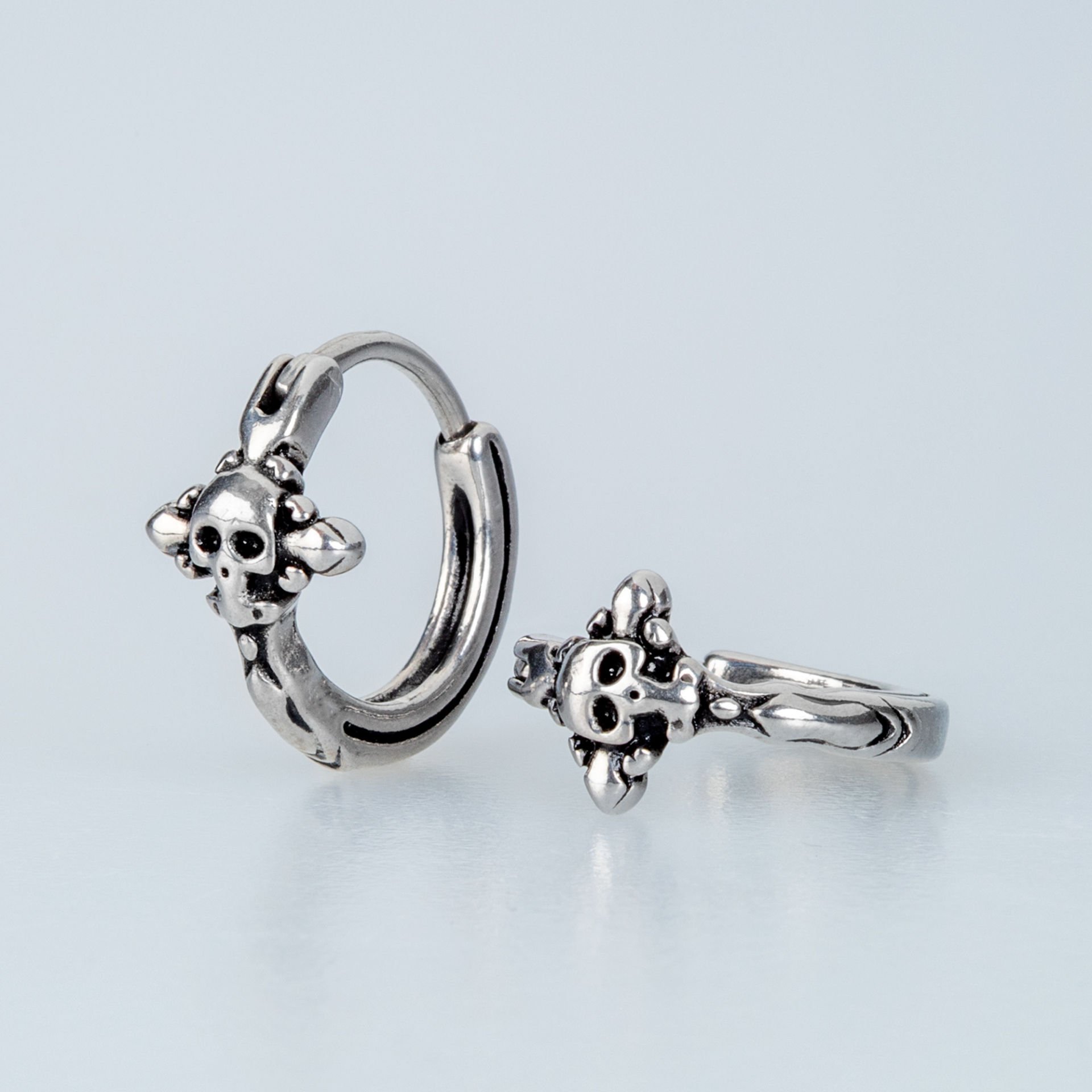 Steel Earring Gothic Skull - Pair