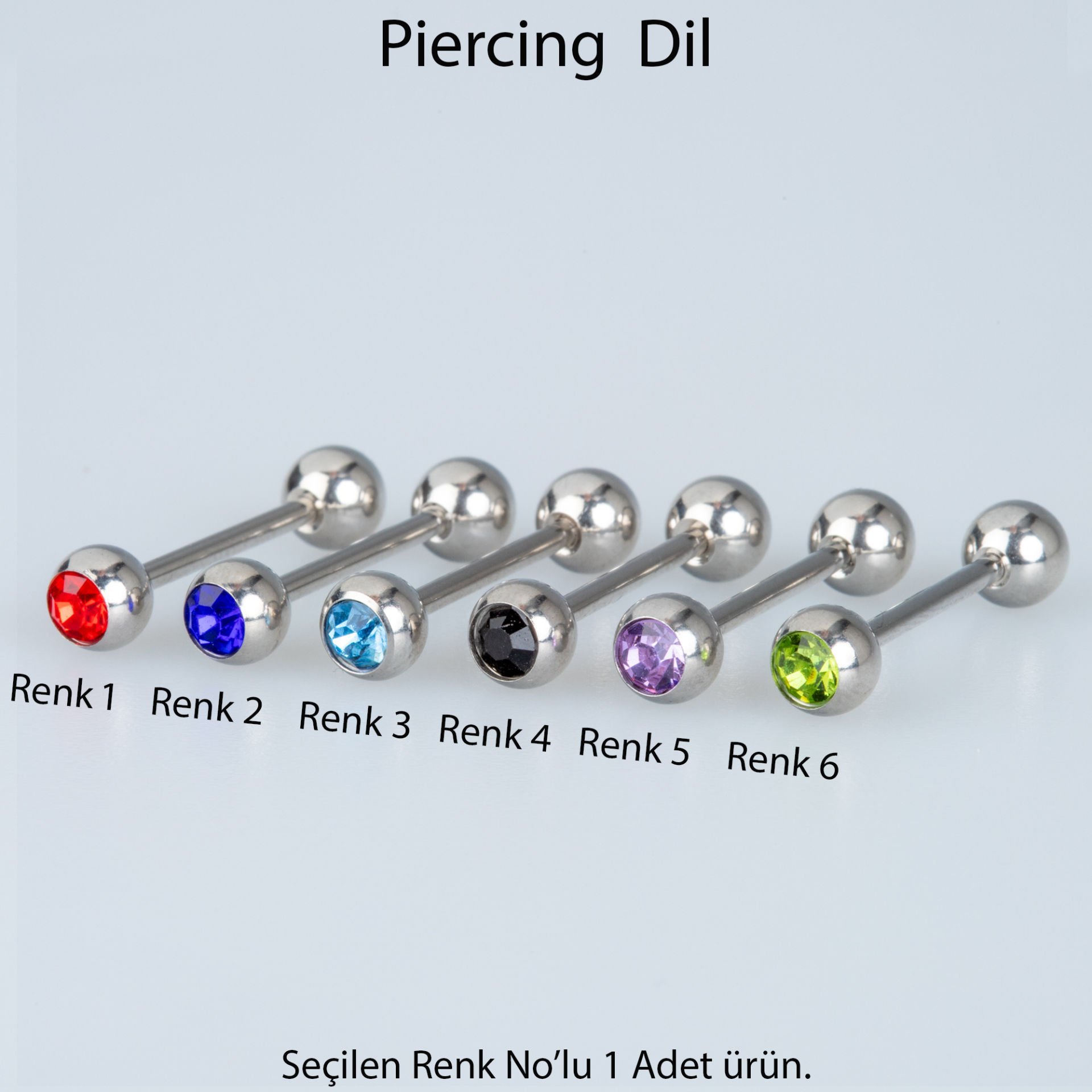 Tongue Piercing 6mm Stone Ball