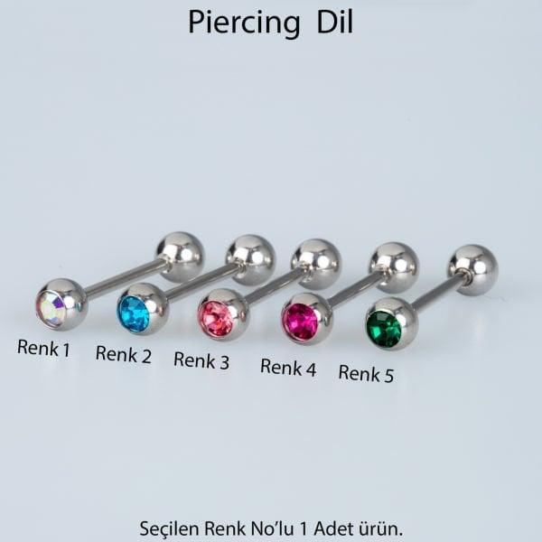 Piercing Dİl 6mm Taşlı Top