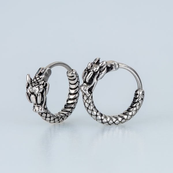 Steel Earring Gothic Dragon - Double