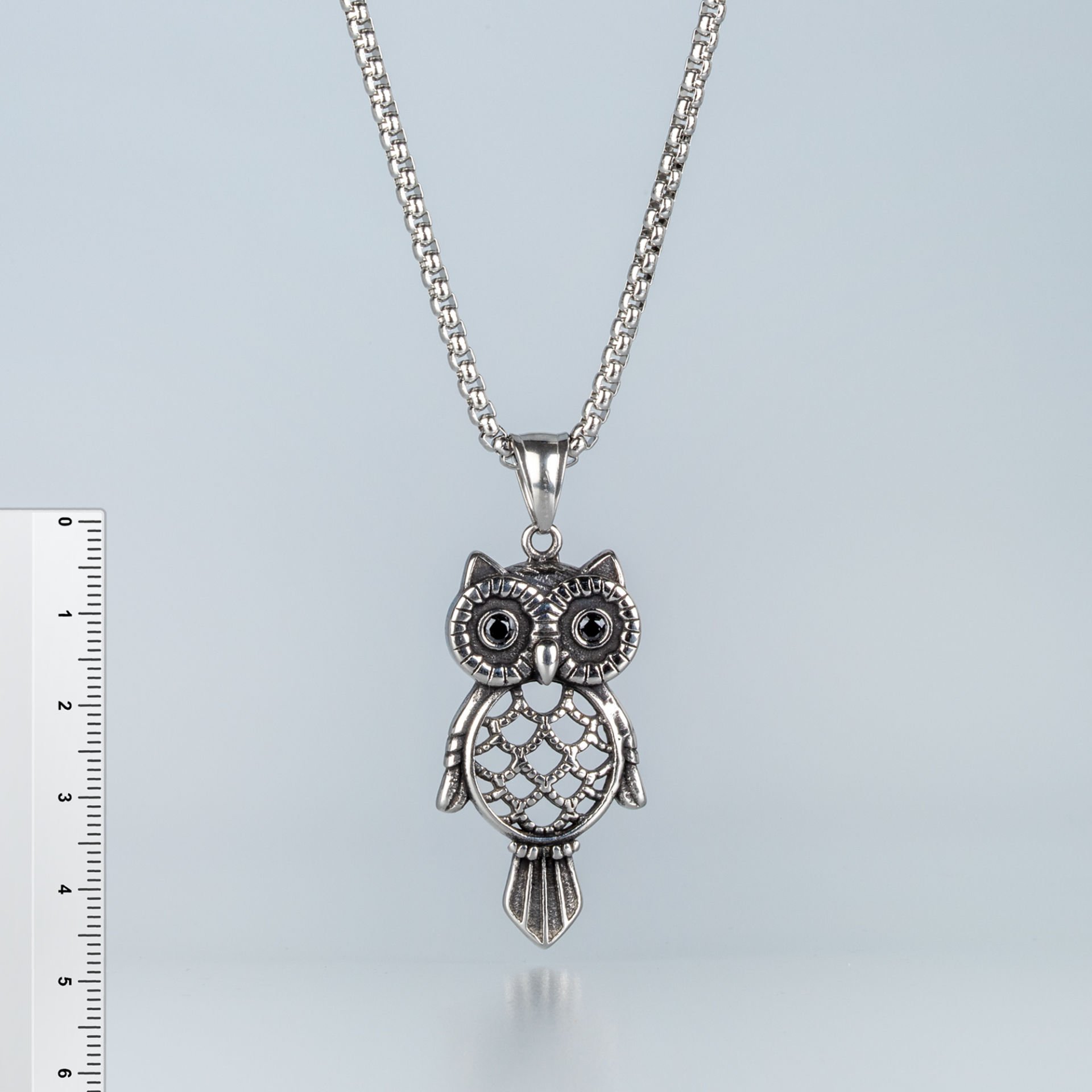 Steel Necklace Owl