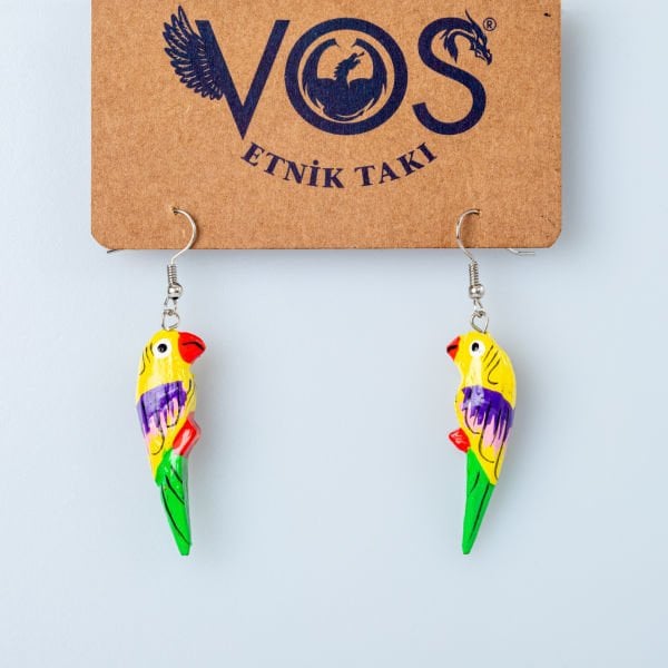 Wooden Earring Parrot