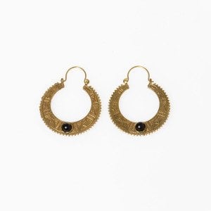 Brass Earrings with Stone Mix