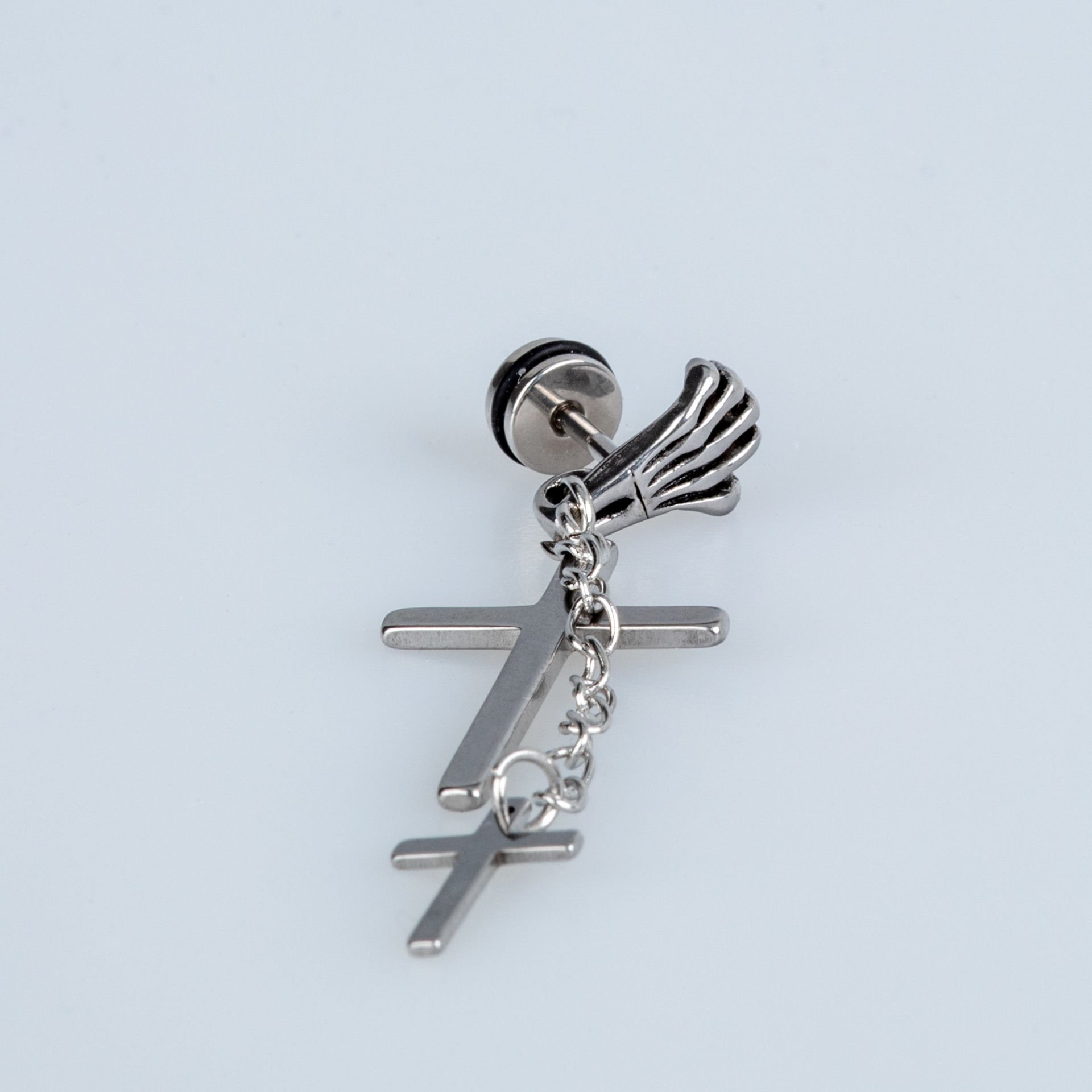 Steel Earring Cross-Single