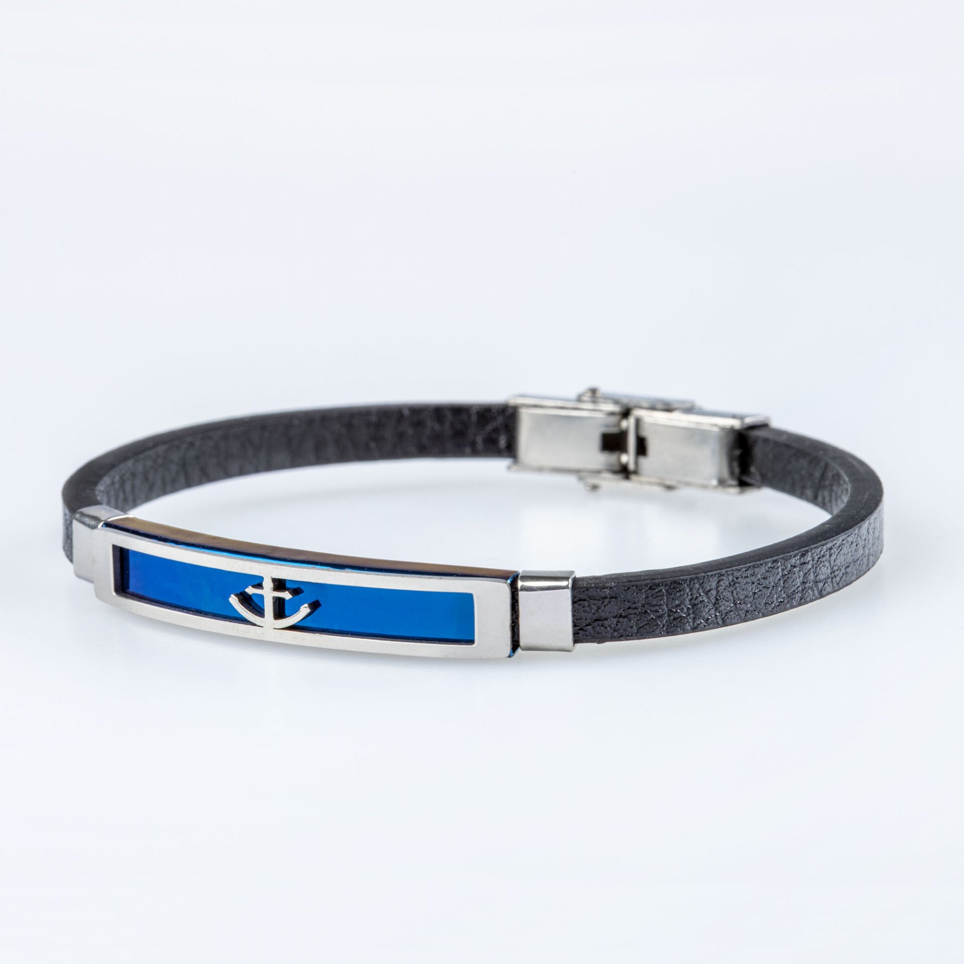 Men's Faux Leather Steel Bracelet