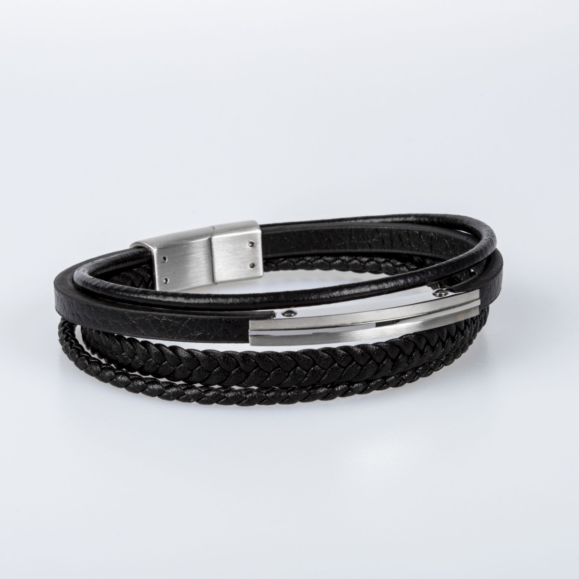 Men's Leather Steel Bracelet