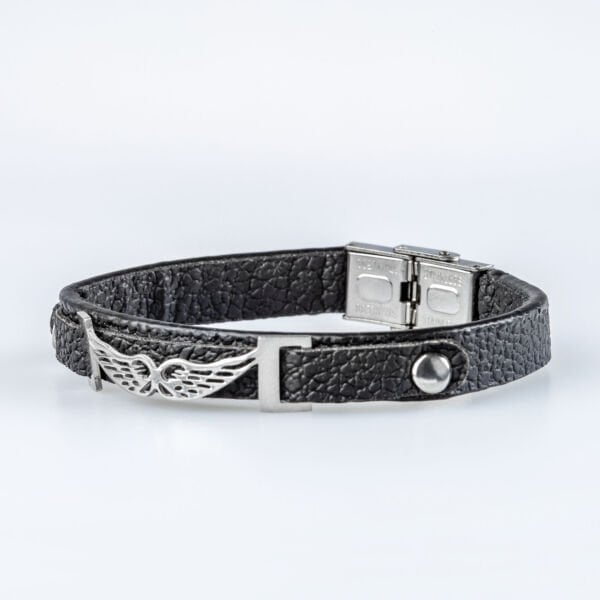 Men's Faux Leather Steel Bracelet