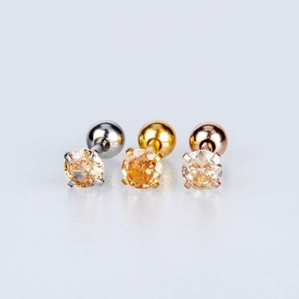 Piercing Tragus Yuvarlak 4mm Taş
